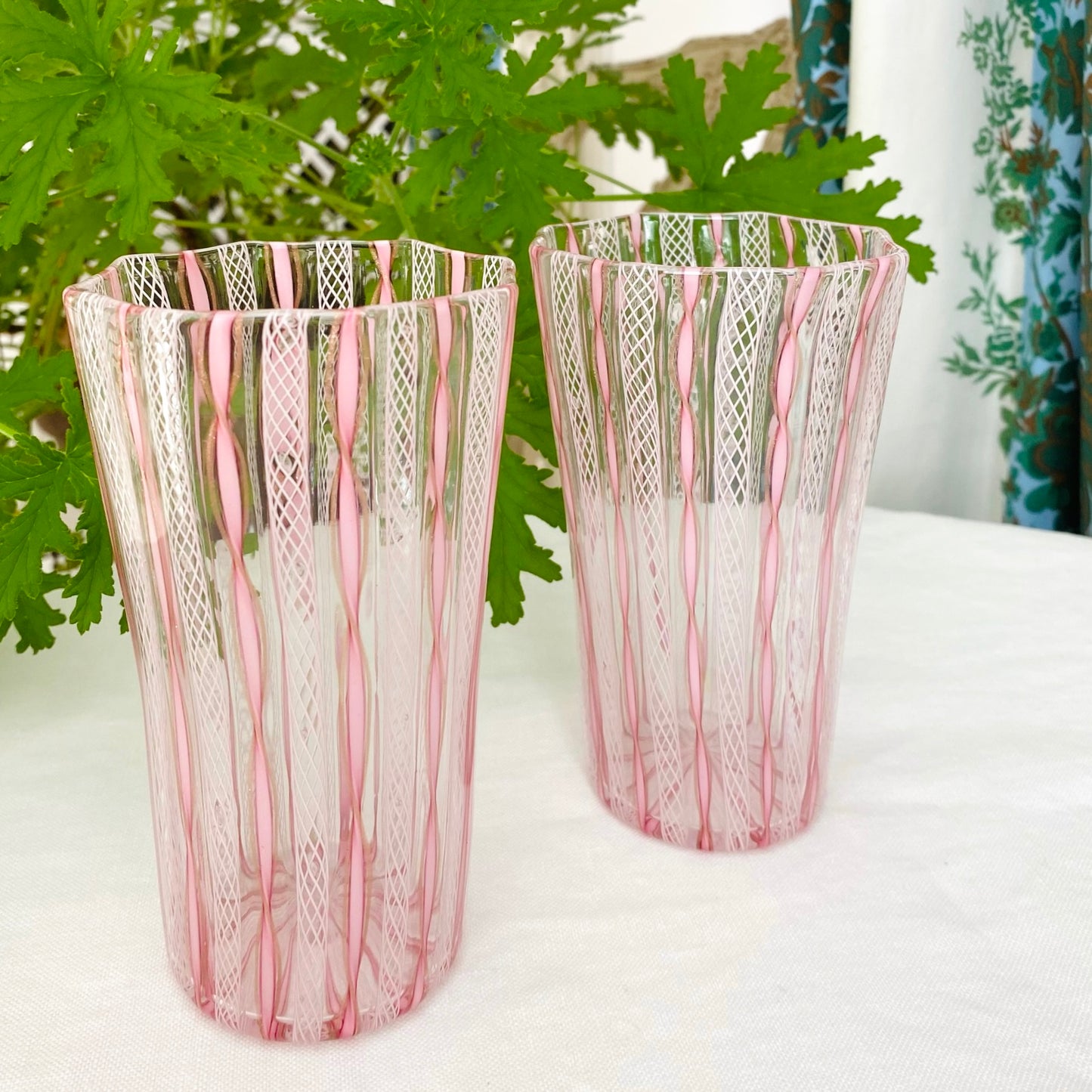 Pink Murano Latticino Glasses