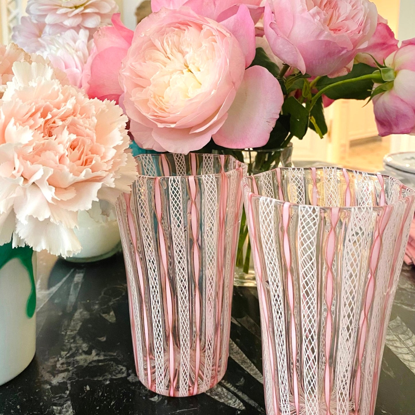 Pink Murano Latticino Glasses