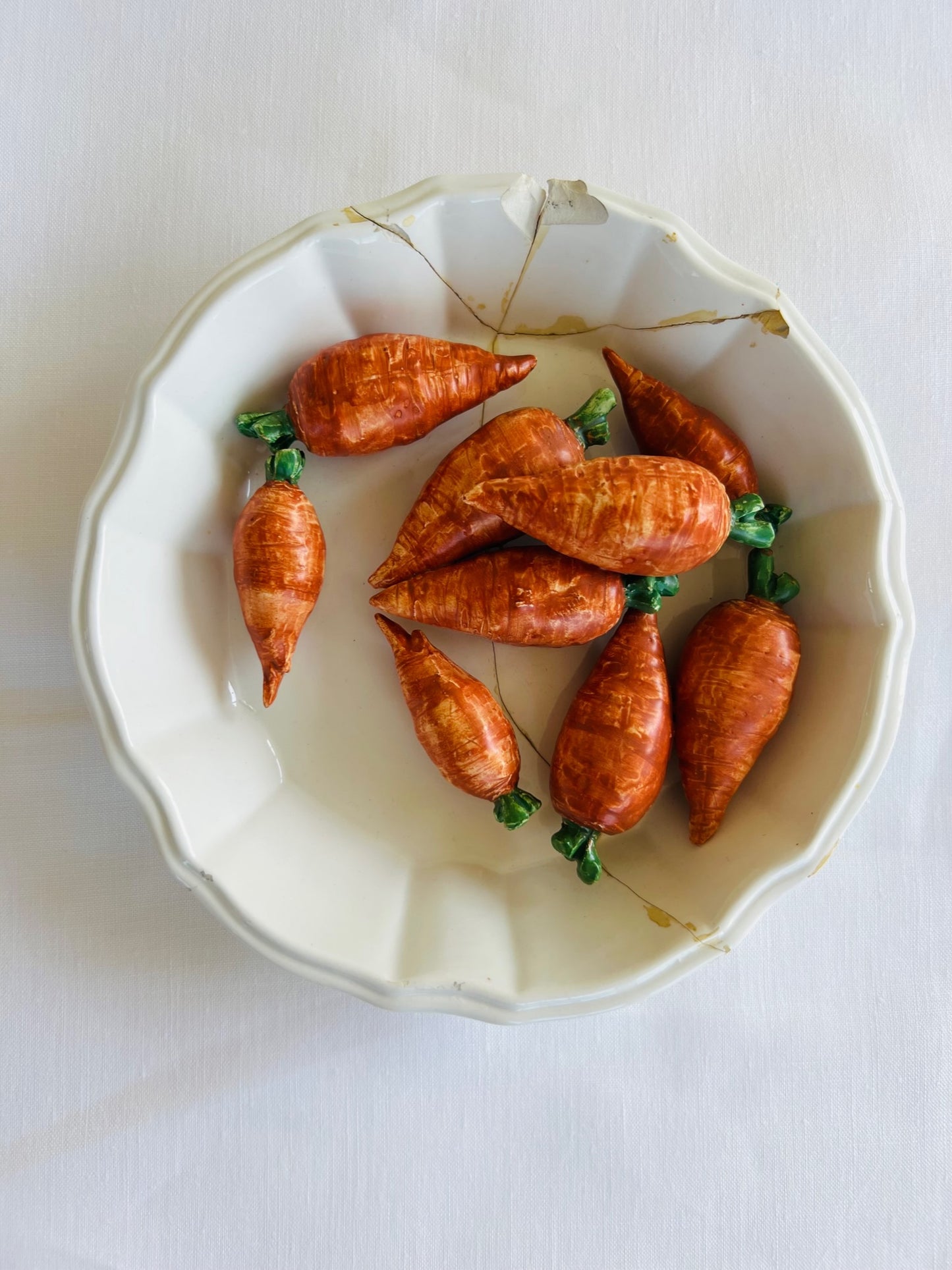 Porcelain Carrots in Fluted Dish