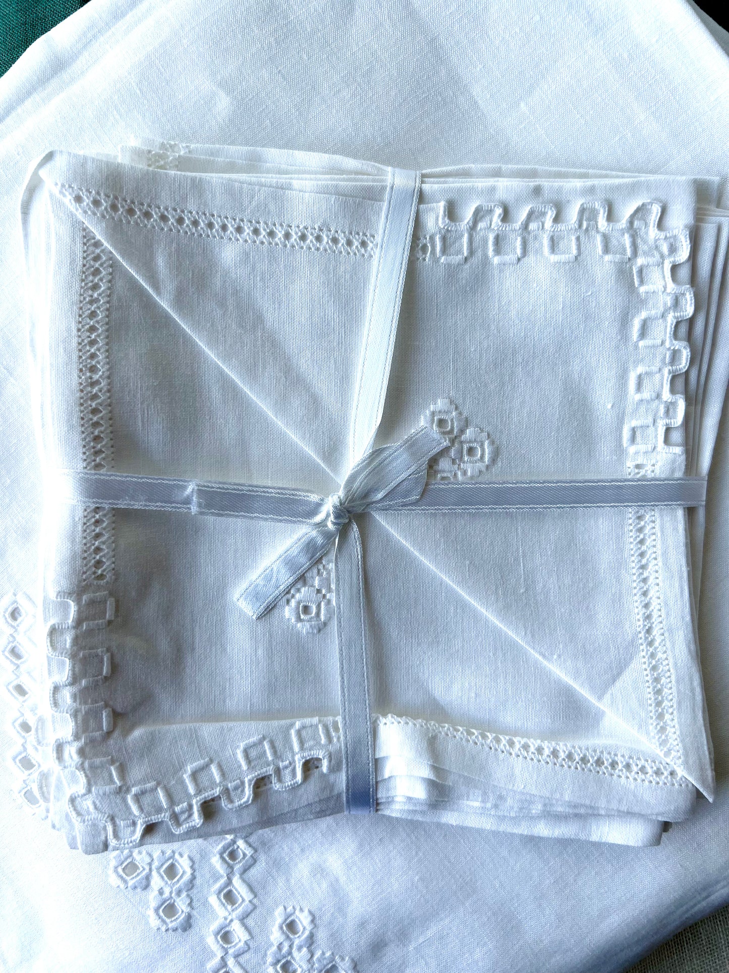 Ziggurat Hand Embroidered Italian Cocktail Napkins
