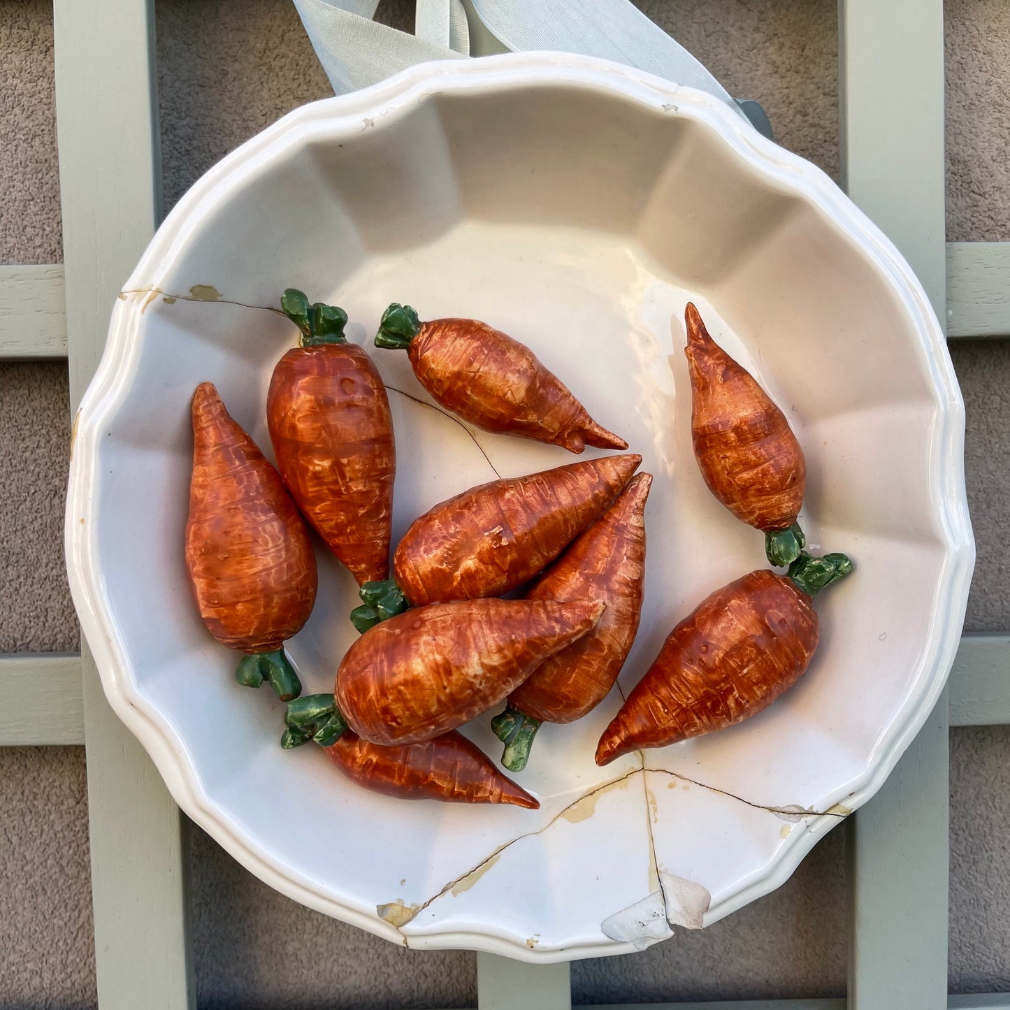 Porcelain Carrots in Fluted Dish