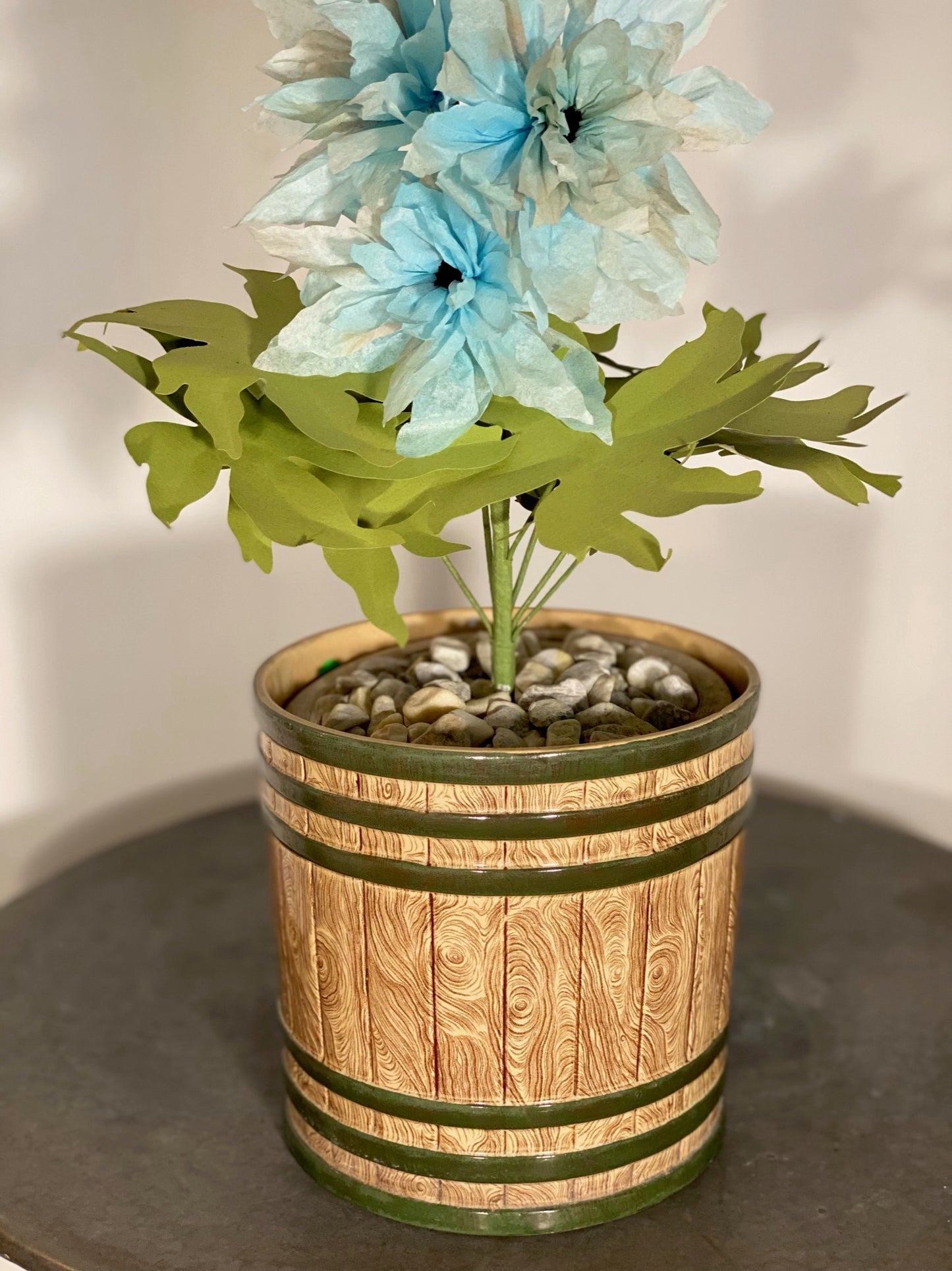 Faux Bois Ceramic Cachepot