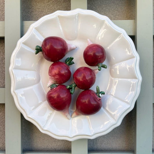 Porcelain Radishes on a Fluted Dish