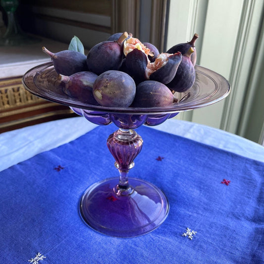 Antique Amethyst Murano Footed Fruit Dish